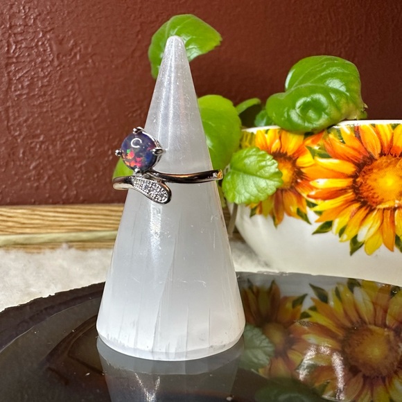 New 925 sterling silver ring size 9 fire opal blue pink green boho hippie gift - Picture 12 of 12